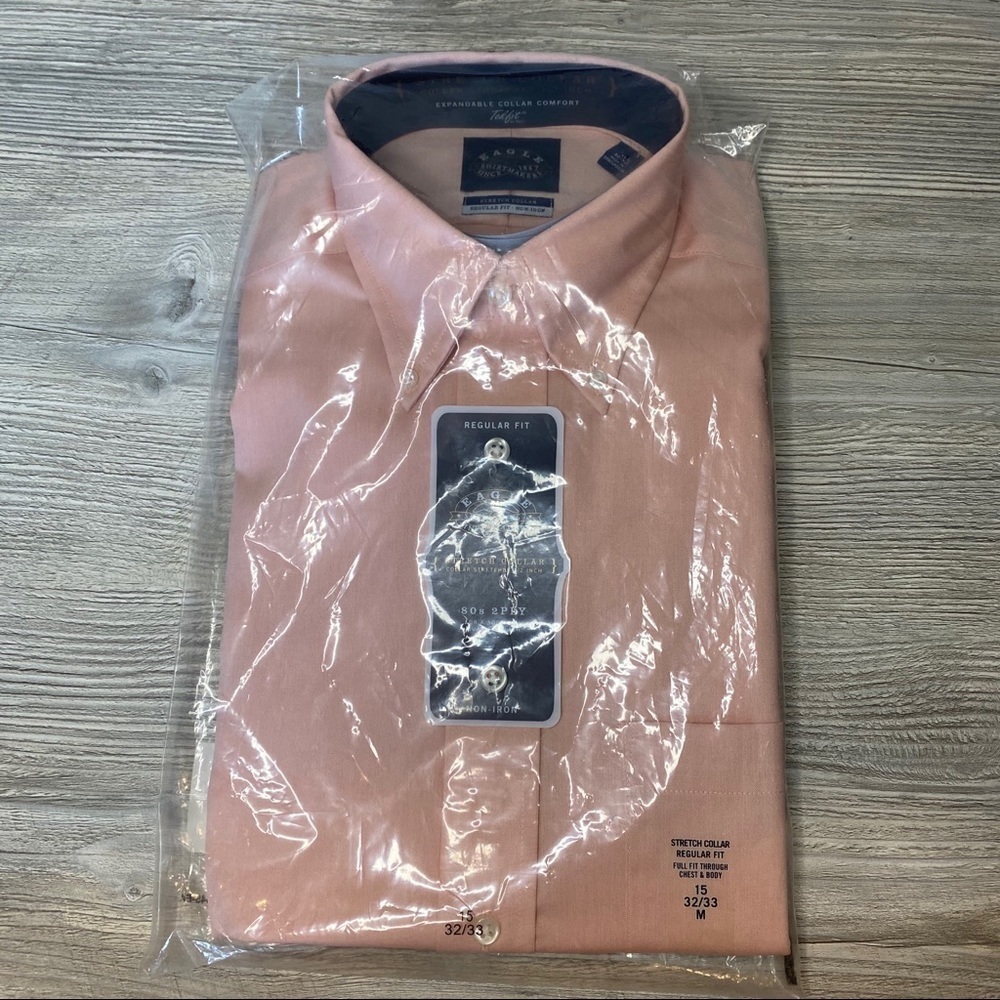 NWT Eagle shirtmaker regular fit dress shirt size 15 32/33 in sunset color - Picture 2 of 8